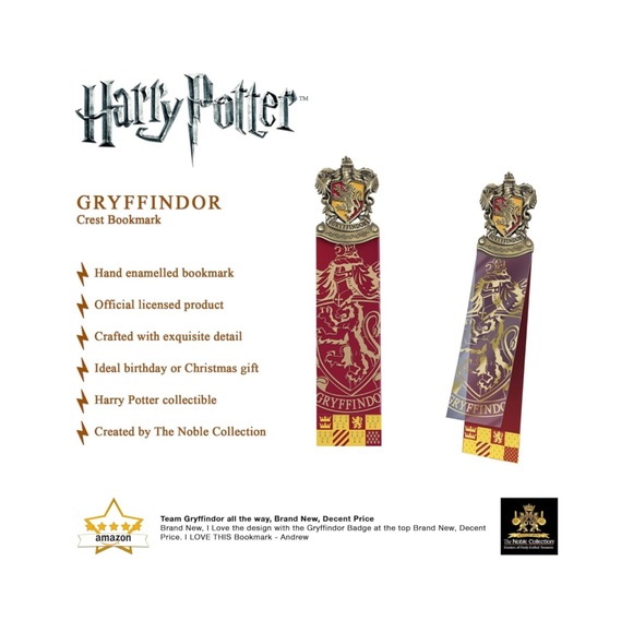 NWT the Noble Collection Harry Potter Gryffindor Crest Bookmark - Picture 5 of 6